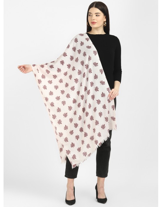 women flower print design stole cream